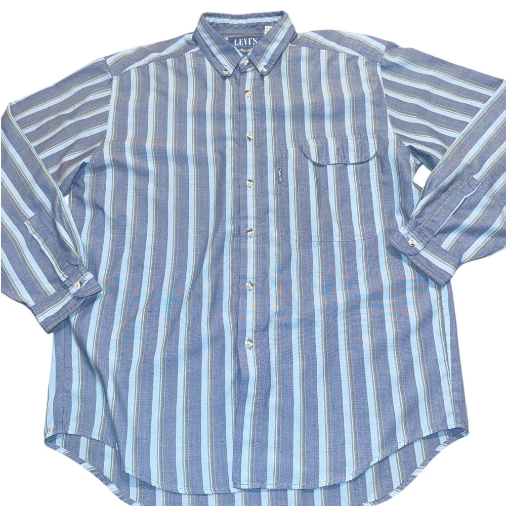 VTG 1980s 1990s Levi's Big E Shirt Striped Button‎ Down Men's Size XL